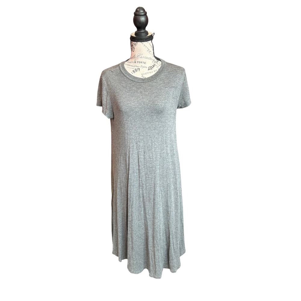 Reb & J Womens Gray Short Sleeve‎ T-Shirt Swing Dress Size Medium T1403 USA Made